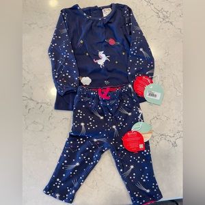 18-24mo Organic Cotton Piccalilly swan matching set w/reversible pants